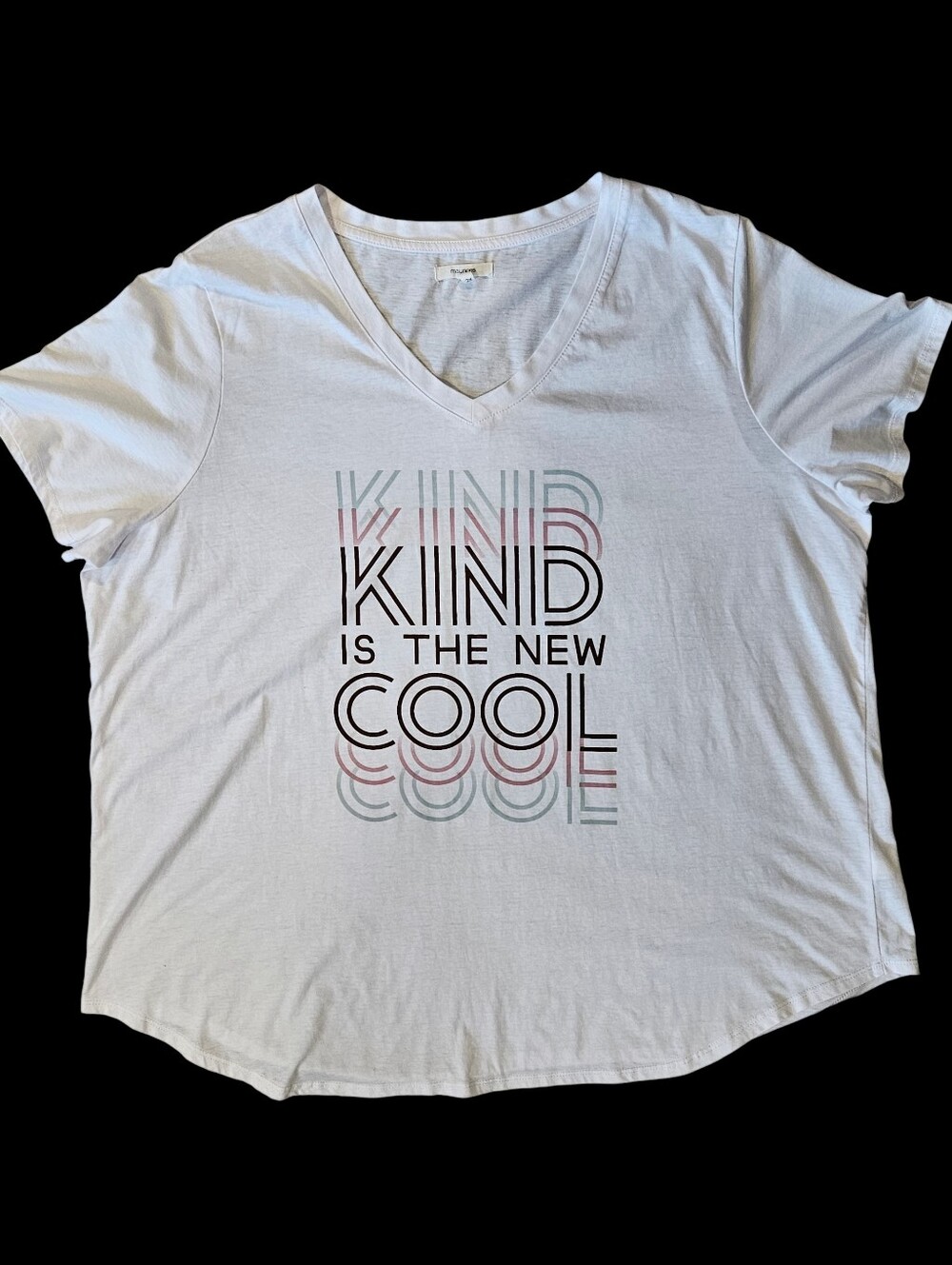 Maurices 2X "Kind is the New Cool" White V-Neck Graphic Tee